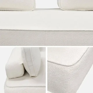 Set di poltrone modulari 4 posti tessuto bouclé crema vintage Bao