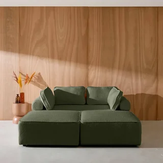 Set di 4 poltrone modulari in tessuto bouclé crema Bao