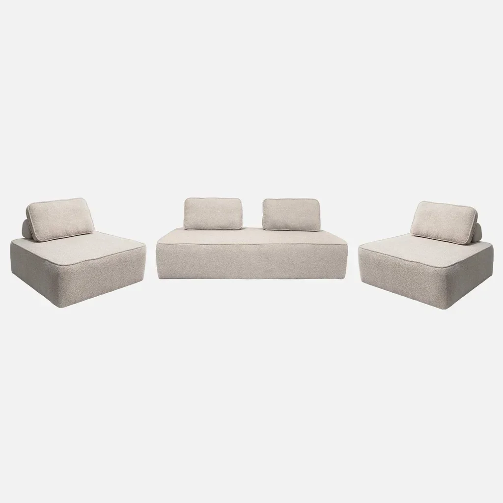 Set poltrone modulari 4 posti tessuto bouclé Bao
