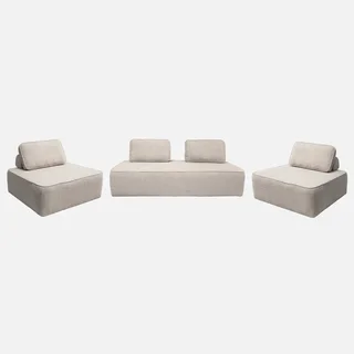 Set poltrone modulari 4 posti tessuto bouclé Bao