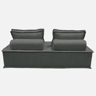 Conjunto de 4 poltronas modulares em tecido cinza acolchoado