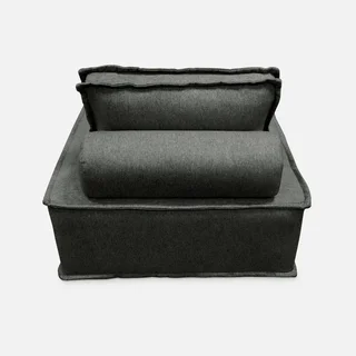Conjunto de 4 poltronas modulares em tecido cinza acolchoado
