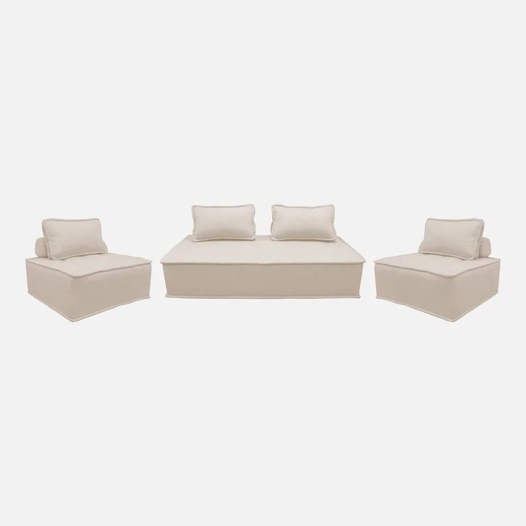 Conjunto de 4 cadeiras de lounge modulares em tecido estofado