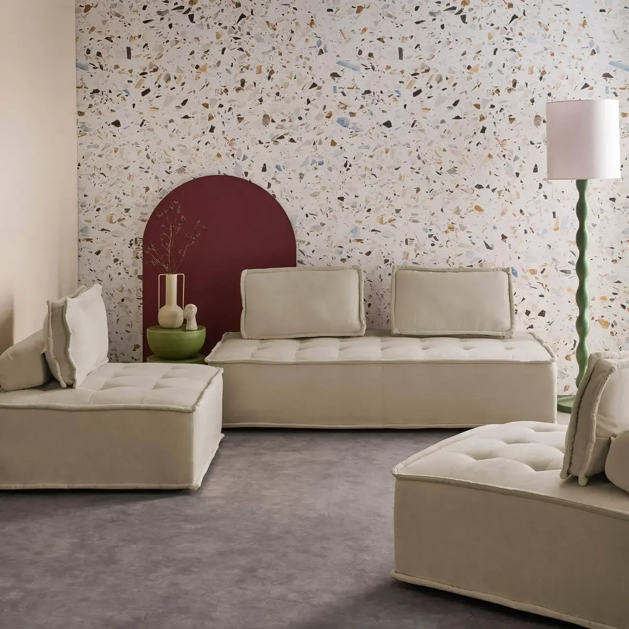 Conjunto de 4 poltronas modulares capitonê - sofá modular