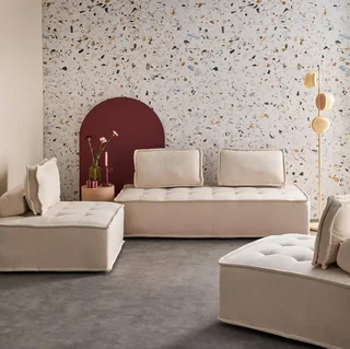 Conjunto de 4 cadeiras de lounge modulares em tecido estofado