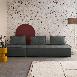 Conjunto de almofadas de chão modulares em tecido capitoné 3 lugares - Dao