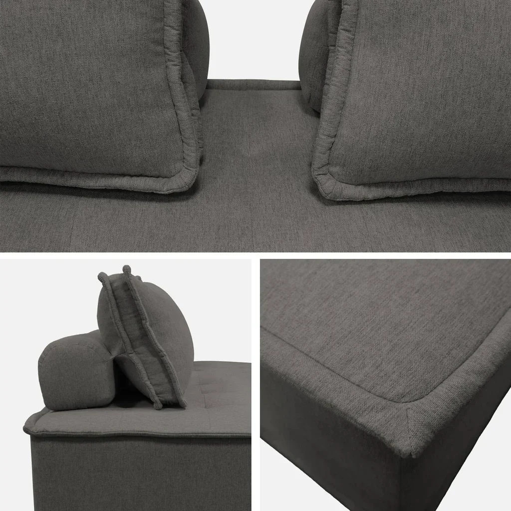 Conjunto de almofadas de chão modulares em tecido capitoné 3 lugares - Dao