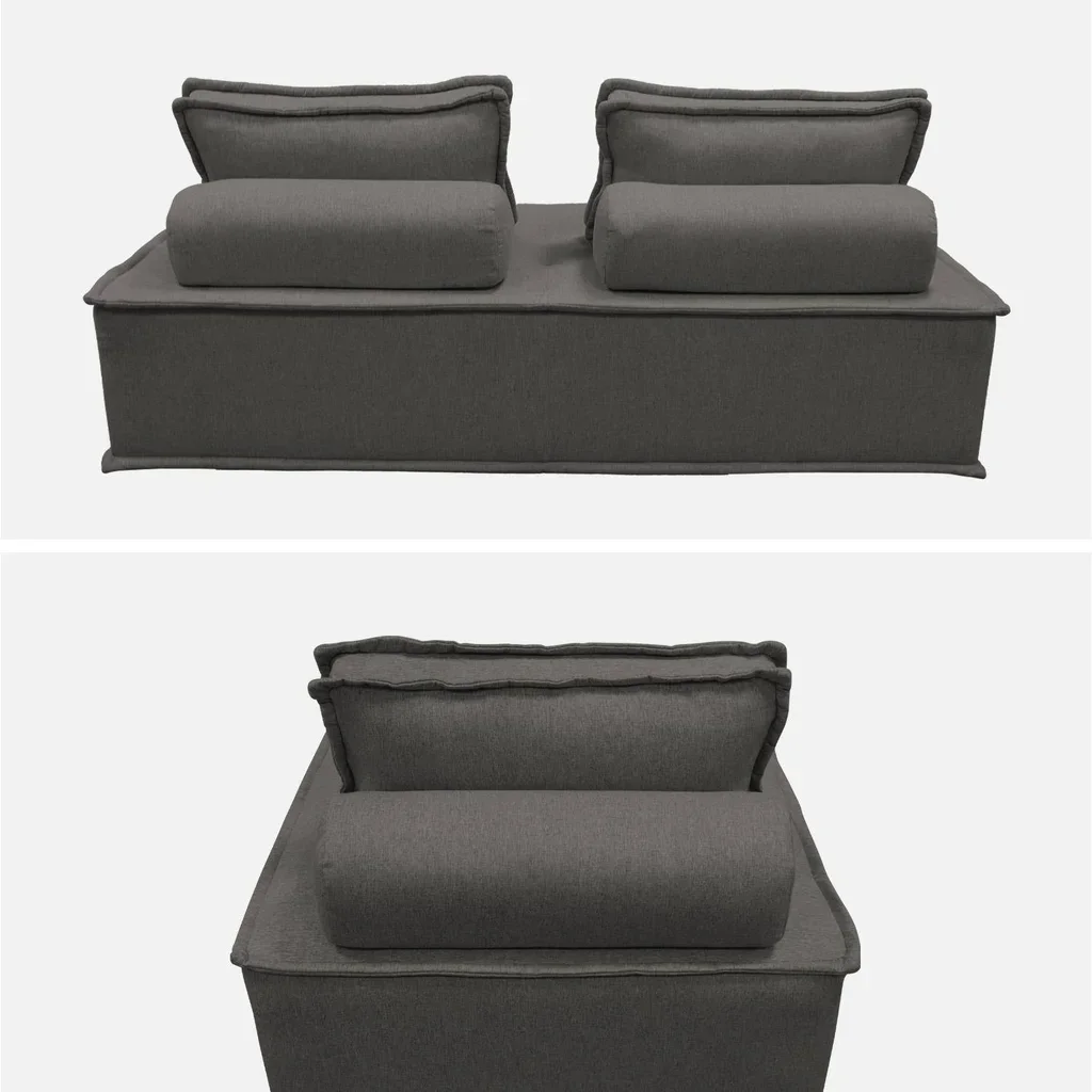 Conjunto de almofadas de chão modulares em tecido capitoné 3 lugares - Dao