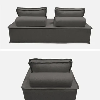 Conjunto de almofadas de chão modulares em tecido capitoné 3 lugares - Dao