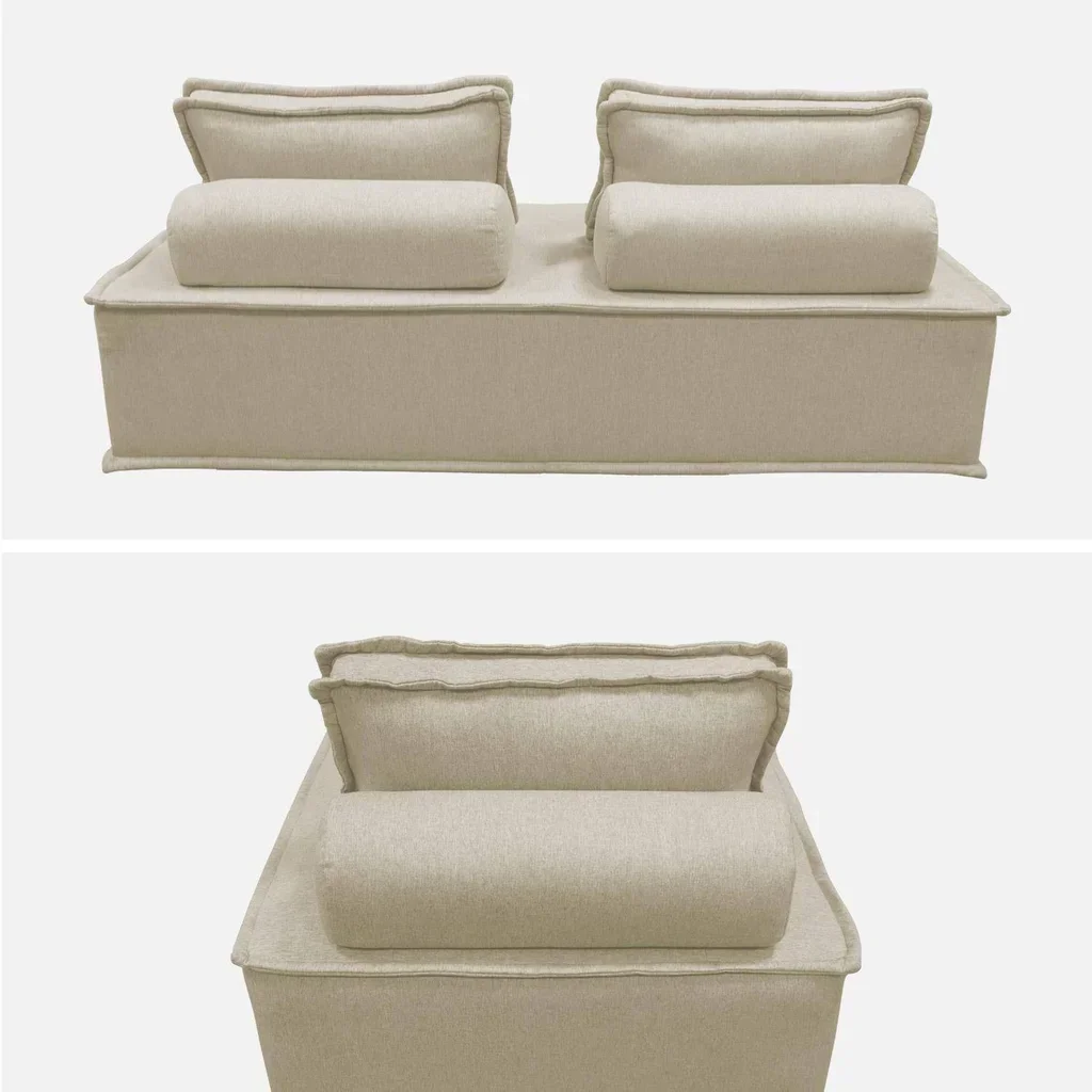 Conjunto modular 3 lugares em tecido capitoné Dao