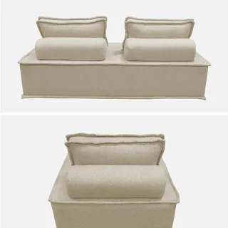 Conjunto modular 3 lugares em tecido capitoné Dao