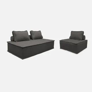 Conjunto de almofadas de chão modulares em tecido capitoné 3 lugares - Dao