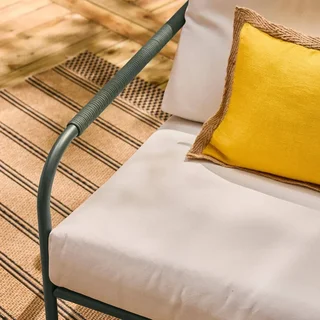 Luanda Gartenlounge Set Stahl 7-Sitzer khaki weiß Gartenmöbel