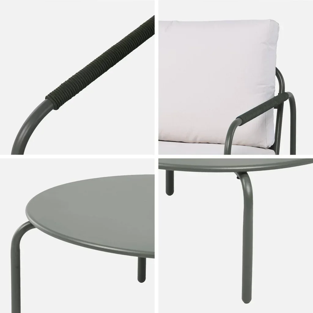 Luanda Gartenlounge Set Stahl 7-Sitzer khaki weiß Gartenmöbel