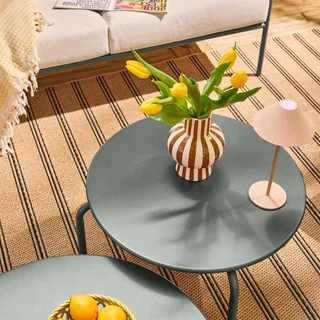 Luanda Gartenlounge Set Stahl 7-Sitzer khaki weiß Gartenmöbel