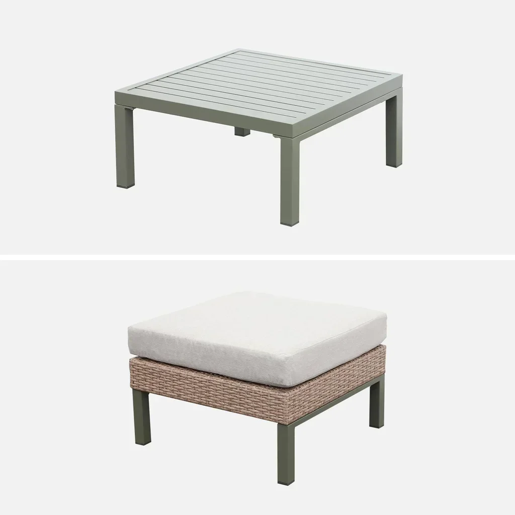 Salon de jardin Velletri aluminium résine tressée 5 places modulable extérieur