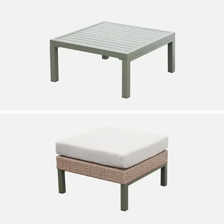 Salon de jardin Velletri aluminium résine tressée 5 places modulable extérieur