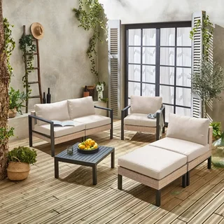 Salon de jardin modulable 5 places aluminium résine tressée Velletri
