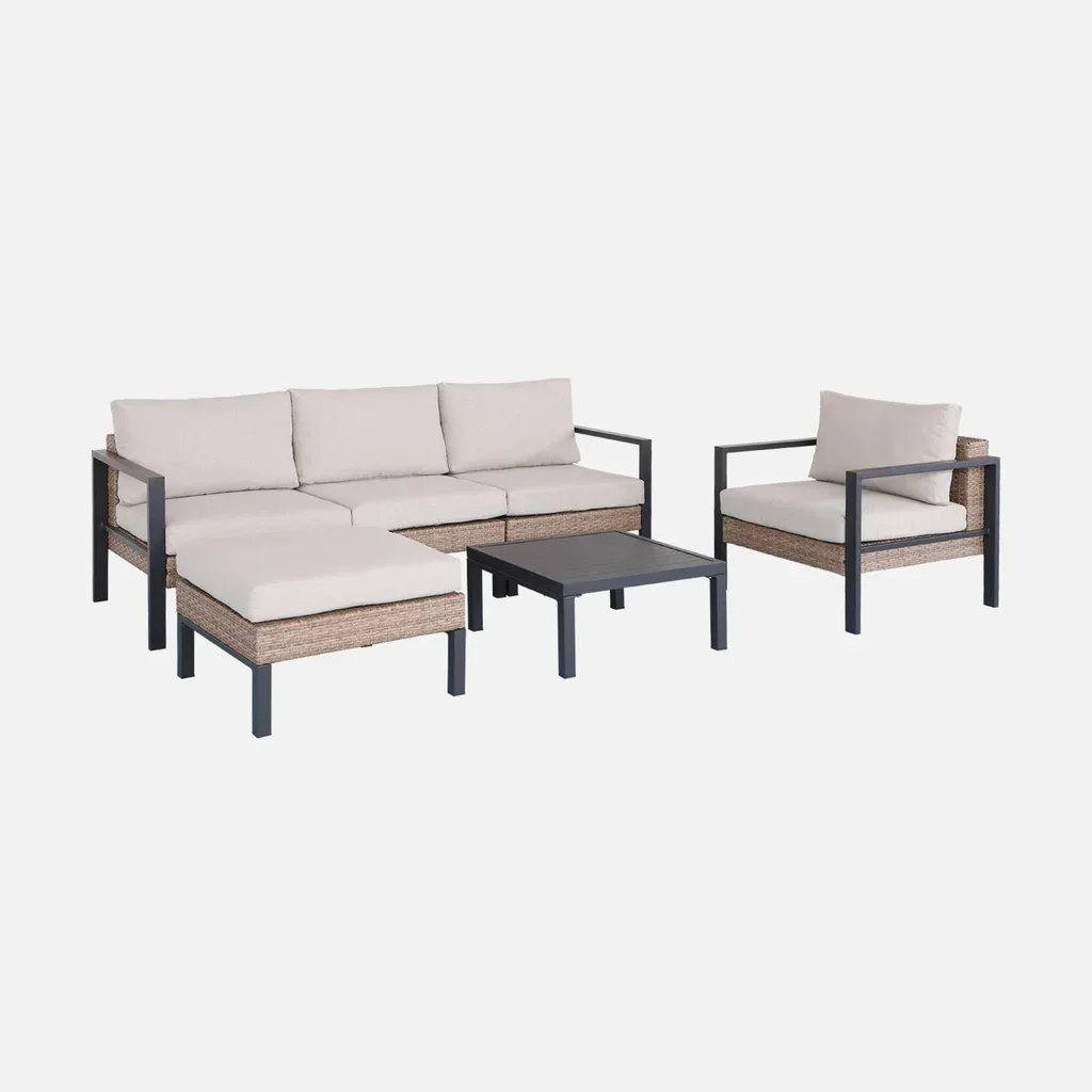 Salon de jardin modulable 5 places aluminium résine tressée Velletri