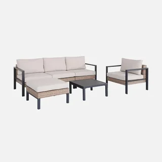Salon de jardin modulable 5 places aluminium résine tressée Velletri