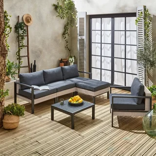 Salon de jardin modulable 5 places aluminium résine tressée Velletri