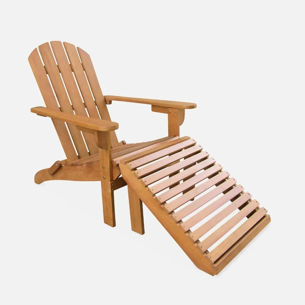 Fauteuil Adirondack eucalyptus avec repose-pieds convertible table basse