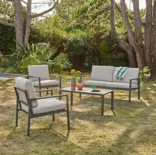 Salon de jardin Onara 4 places aluminium avec coussins oléfine