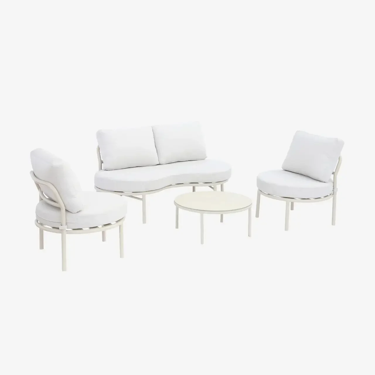 Set giardino alluminio 4 posti beige Solena con cuscini