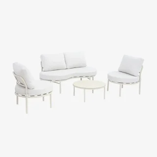 Set giardino alluminio 4 posti beige Solena con cuscini