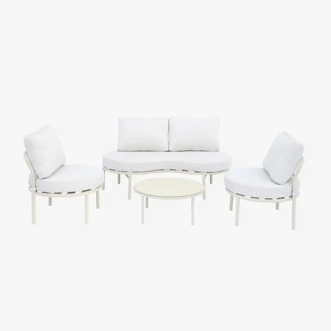 Set giardino alluminio 4 posti beige Solena con cuscini
