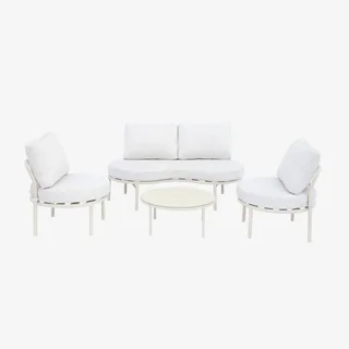 Set giardino alluminio 4 posti beige Solena con cuscini