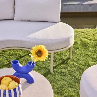 Set giardino alluminio 4 posti beige Solena con cuscini