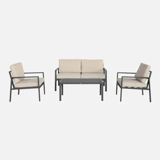 Salon de jardin Onara 4 personnes aluminium avec coussins oléfine