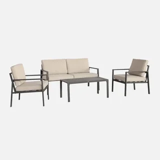 Salon de jardin Onara 4 personnes aluminium avec coussins oléfine