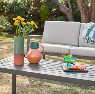 Salon de jardin Onara 4 personnes aluminium avec coussins oléfine