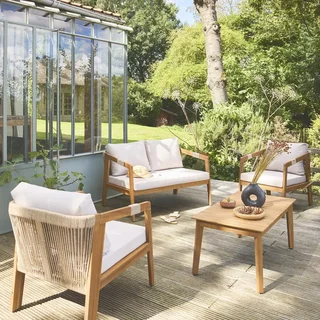 Salon de jardin 4 places bois acacia et cordage tressé Loberia