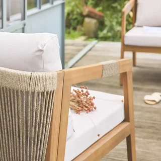 Salon de jardin 4 places bois acacia et cordage tressé Loberia