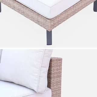 5-seater rattan garden furniture set glass table top Alba sweeek