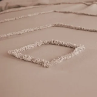 Parure lit coton lavé tufté rose poudré 2 personnes