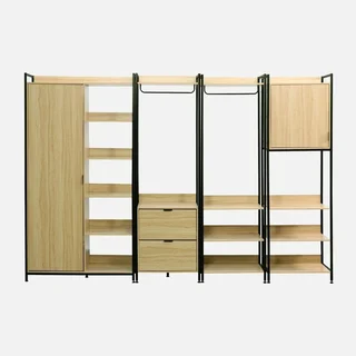 Ensemble dressing modulable 4 modules bois et métal noir Clever