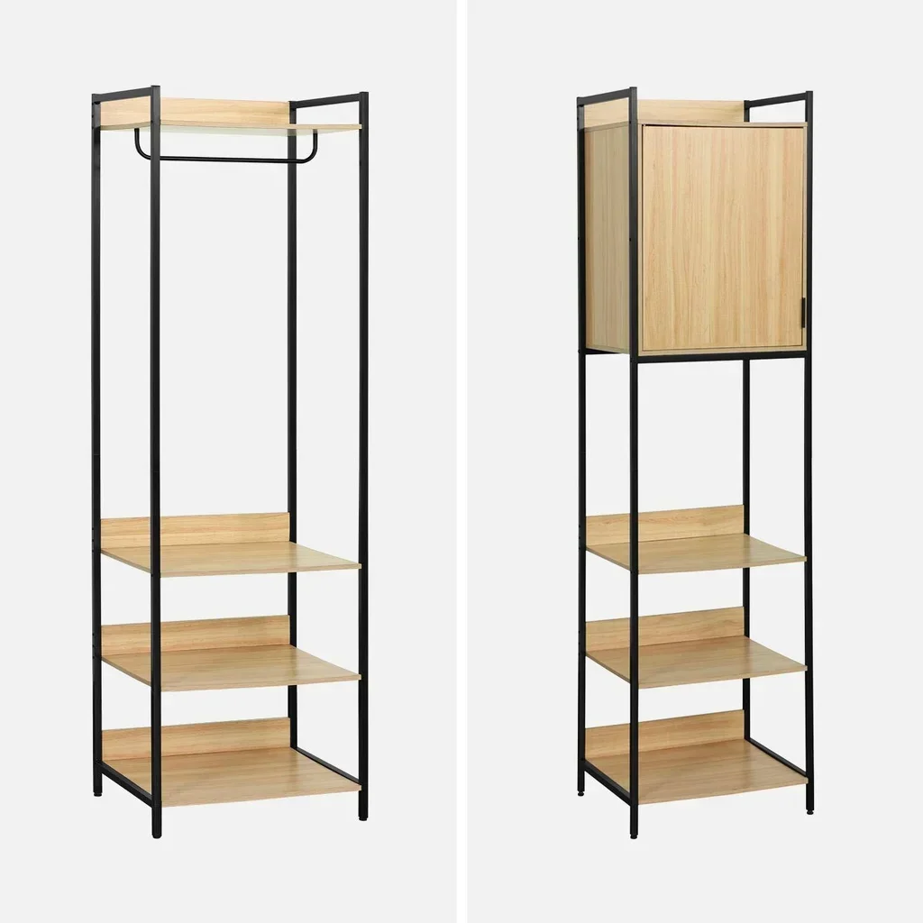 Ensemble dressing modulable 4 modules bois et métal noir Clever