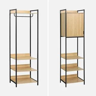 Ensemble dressing modulable 4 modules bois et métal noir Clever
