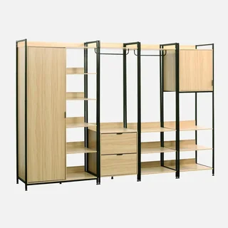 Ensemble dressing modulable 4 modules bois et métal noir Clever