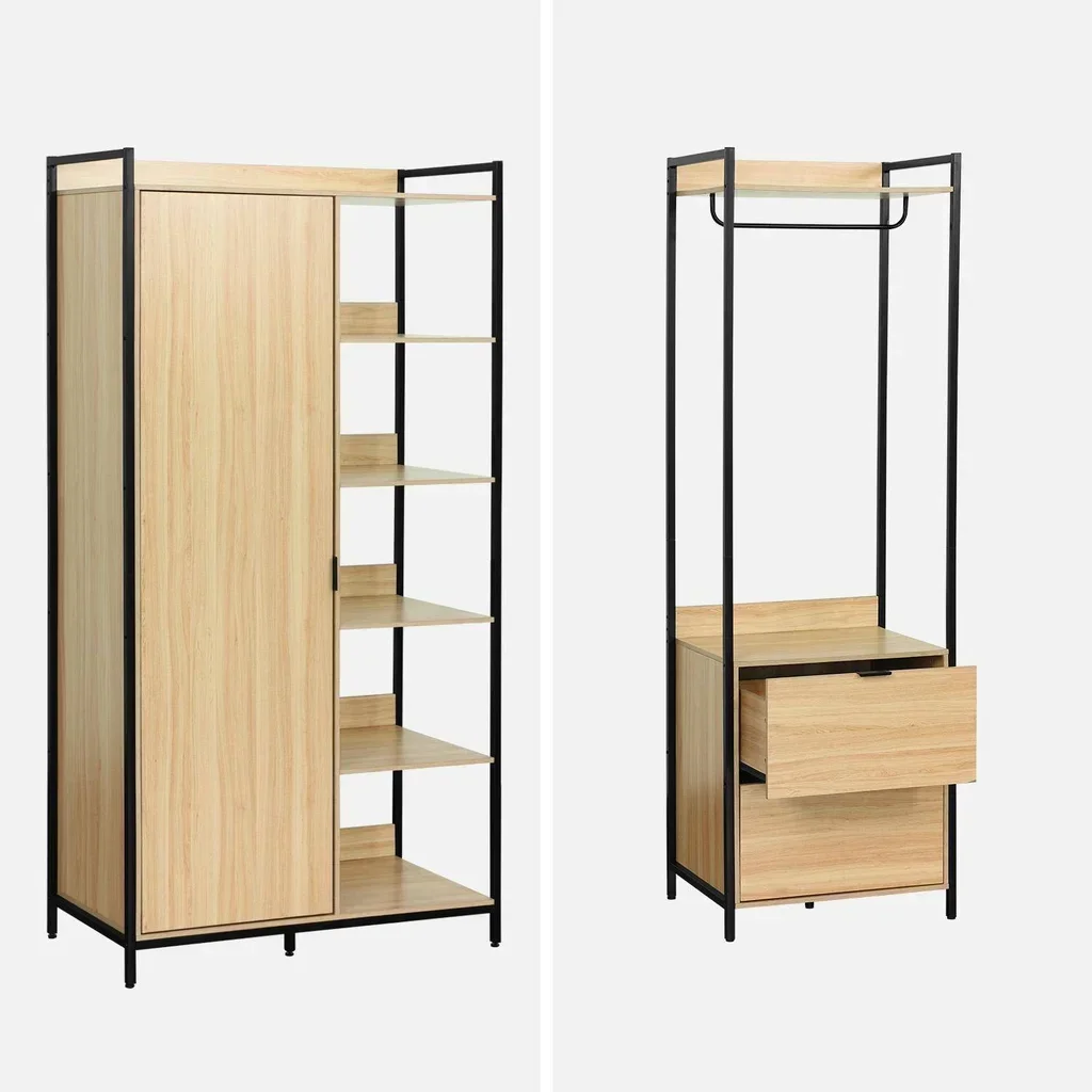 Ensemble dressing modulable 4 modules bois et métal noir Clever