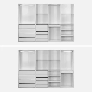 Ensemble dressing modulable 4 pièces bois avec étagères tiroirs penderie