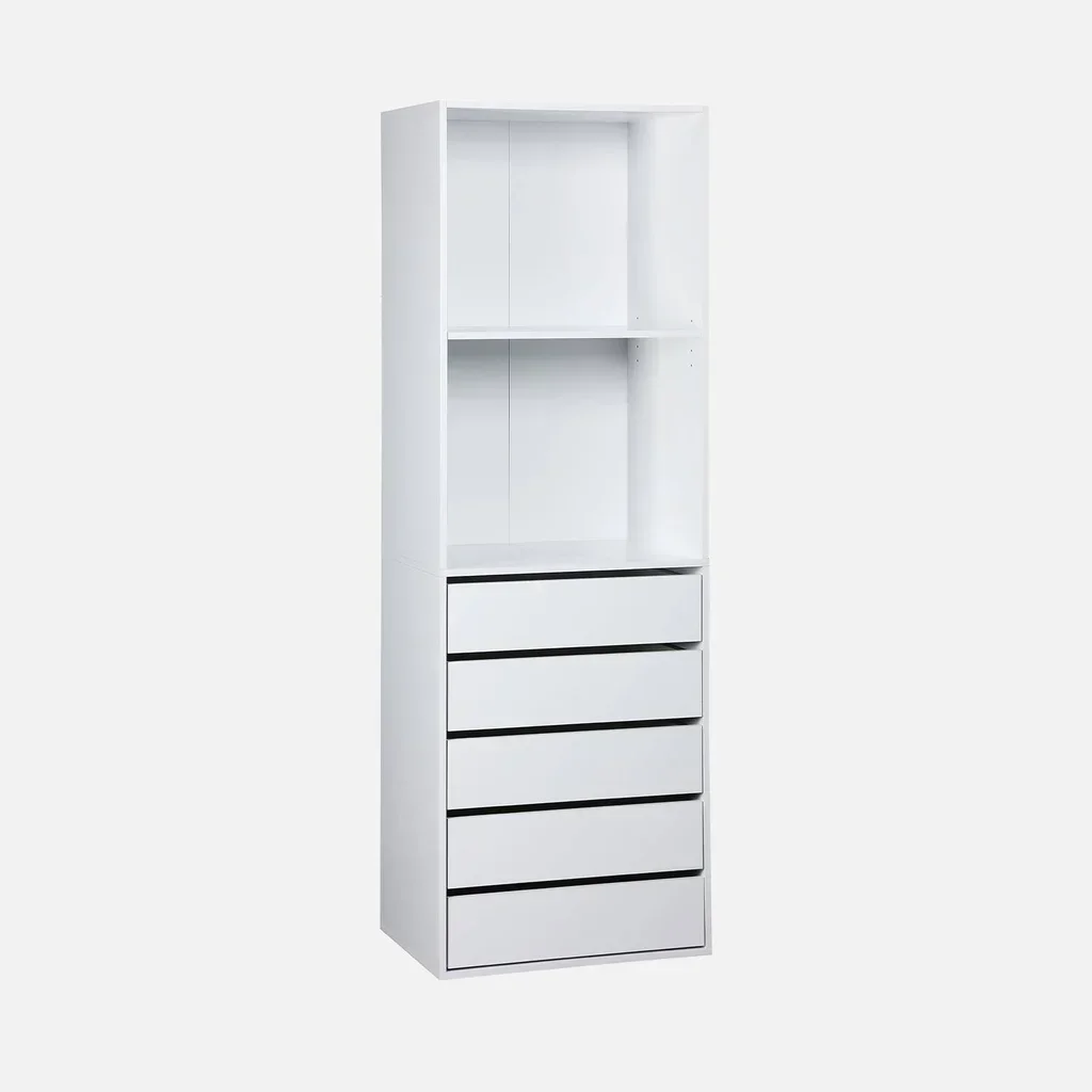 Ensemble dressing modulable 4 pièces bois avec étagères tiroirs penderie
