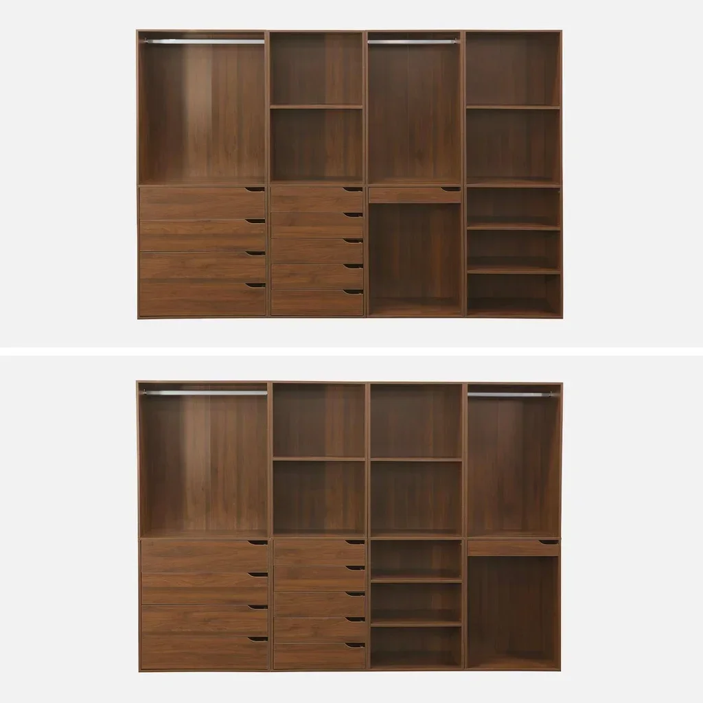Ensemble rangement modulable 4 pièces bois dressing Modulo