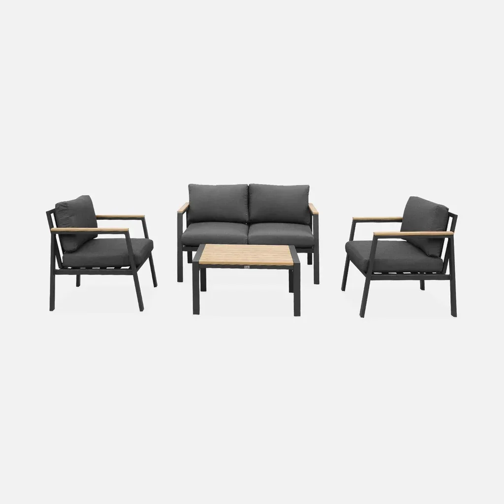 Salotto da giardino alluminio polywood 4 posti Casoria set tavolo sedie esterno