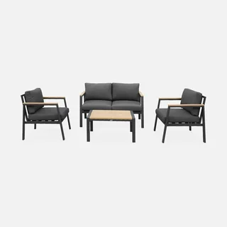 Salotto da giardino alluminio polywood 4 posti Casoria set tavolo sedie esterno