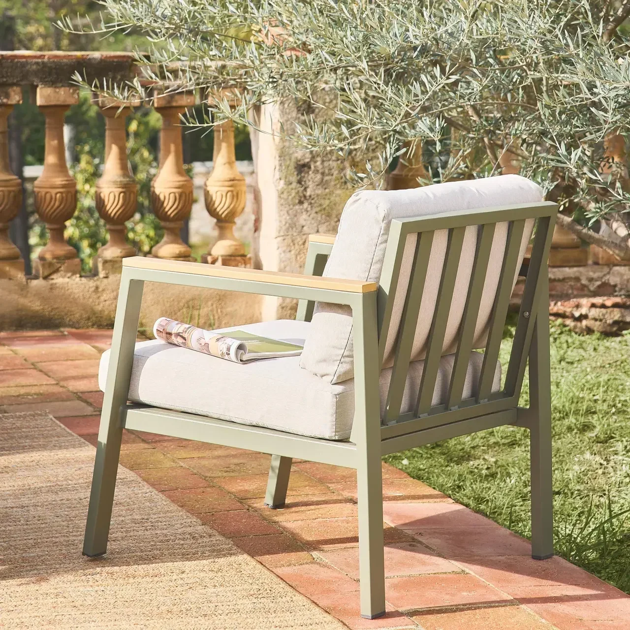 Salotto da giardino alluminio polywood 4 posti Casoria set tavolo sedie esterno